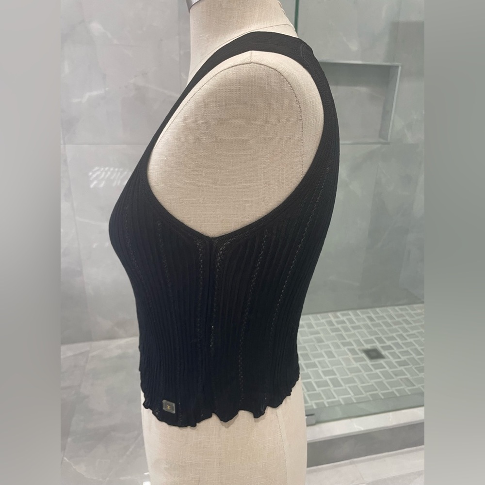 CHANEL BLACK CROP TOP SIZE 38 - Picture 7 of 17